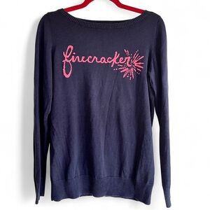 Lilly Pulitzer Firecracker Crew Neck Cotton Sweater Size L